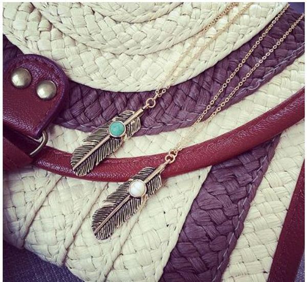 

feather pendant necklaces fashion 2018 new sailor moon collares vintage leaf necklace for women collier jewelry exo, Silver