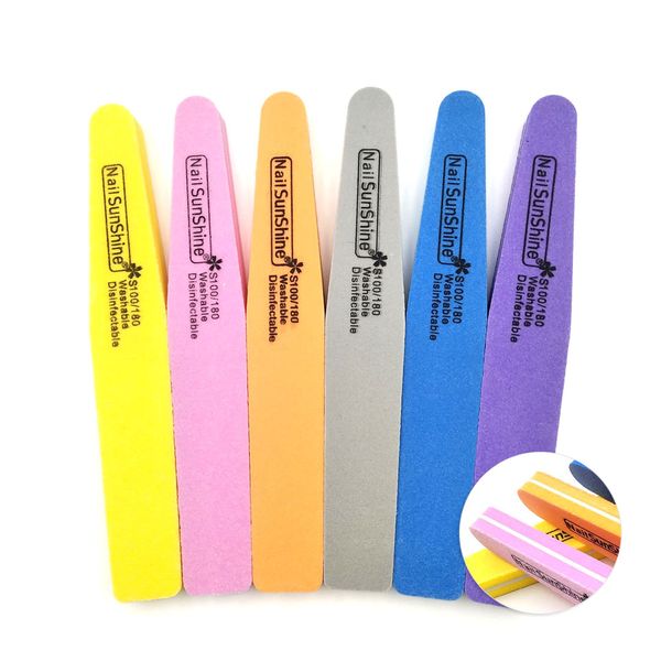 

1pc sponge nail file buffing 6 color 100/180 washable polishing sandpaper rhombus nail buffer manicure pedicure accessoires tool