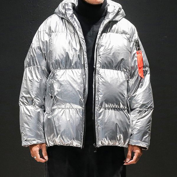

spring summer new men's stand-up collar glossy down jacket, Tan;black