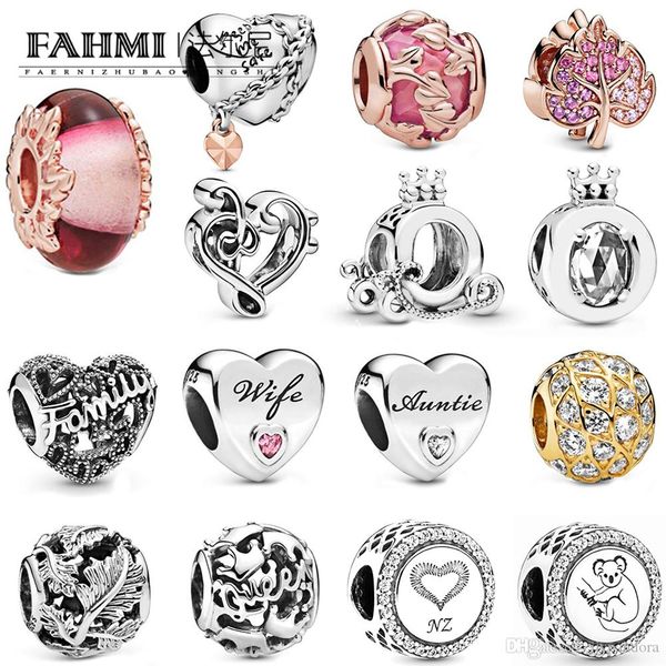 

wpennyi 100% sterling silver rose pink decorative leaves murano glass chain heart-shaped koala crown o treble clef family soul charm, Black