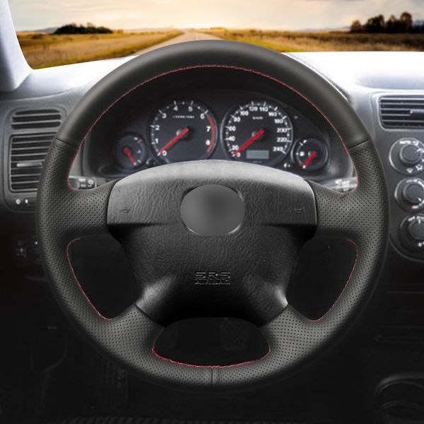 1 Diy Mewant Black Artificial Leather Steering Wheel Cover Wrap For Honda Civic 2001 2002 Civic Hybrid 2003 Grip Steering Wheel Cover High End