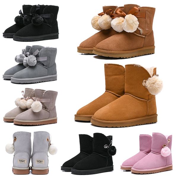 

Wholesale Fashion Luxury Designer Women Boots Australia Snow Boots WGG Brown Pink Bailey Hairball Bow Tie Ankle Knee Winter Boot 36-41