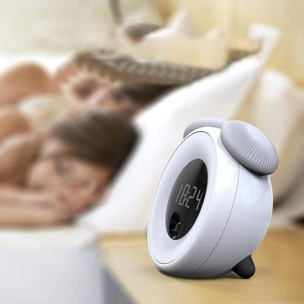 

creative alarm clock night light mushroom shaped smart gesture induction led touch time alarm clock night light white / blue / green / pink