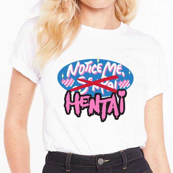 

hentai japanese anime t shirt women bad guy funny cartoon t-shirt grunge aesthetic tshirt fashion rock tees female, White