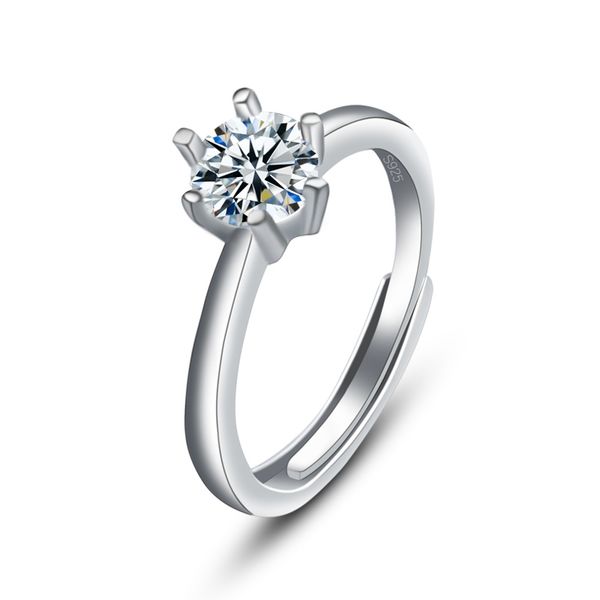 

wholesale rings solitaire engagement ring light silver jewelry s925 sterling silver 6 prongs finger engagement ring s925, Golden;silver