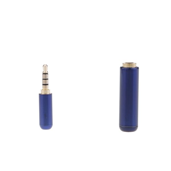 

2x 3.5 mm 4-pin socket + plug a / v extender aux audio cable plug blue