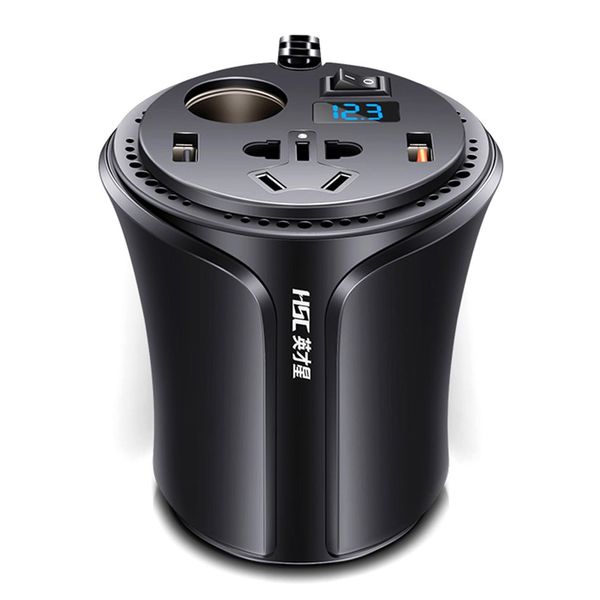 

hsc hsc-108b portable mini cup shape car charger car power inverter cigarette lighter socket splitter with independent switch