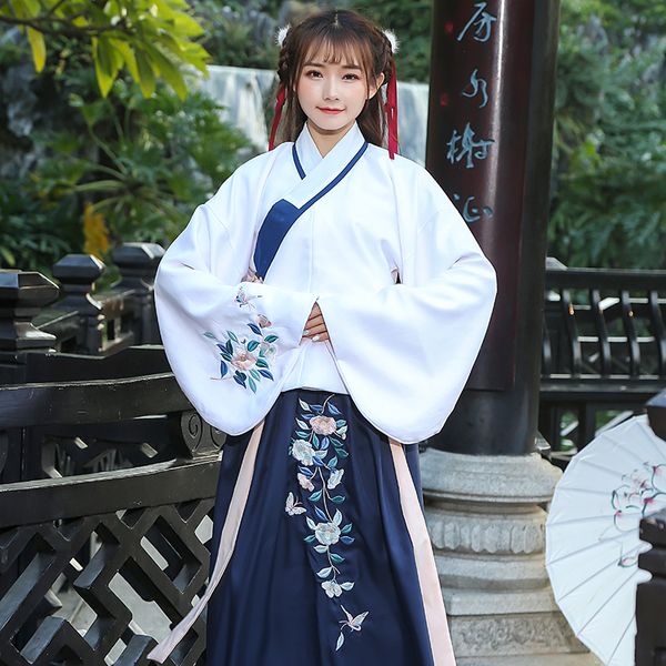 

hanfu dress embroidery ancient costume women tang dynasty princess fairy dance dress stage wear chinese classical dance wear, Black;red