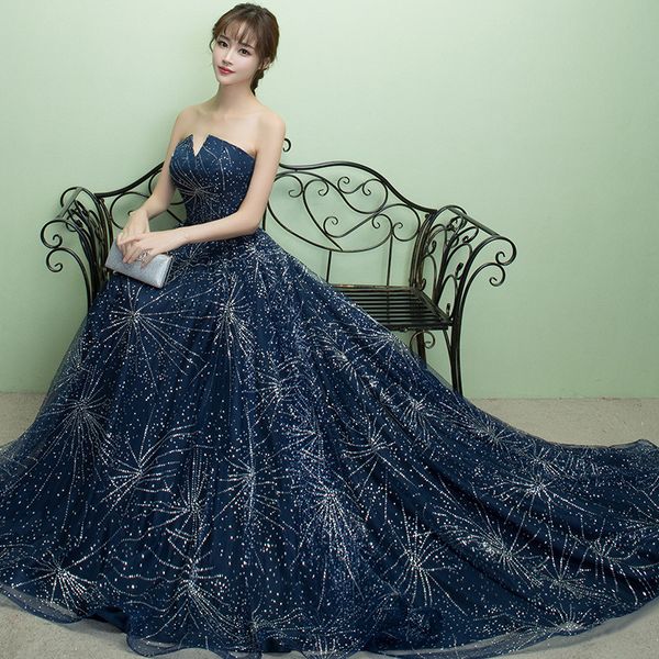 

women long evening dress sequins train formal evening gowns celebrity formal prom wedding party dresses maxi vestdios 2019, White;black