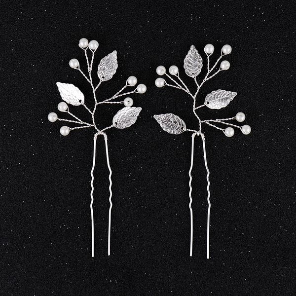 

simulated pearl leaves hair pins handmade silver rose gold hair jewelry for women fashion wedding accessories bridal clips, Golden;white