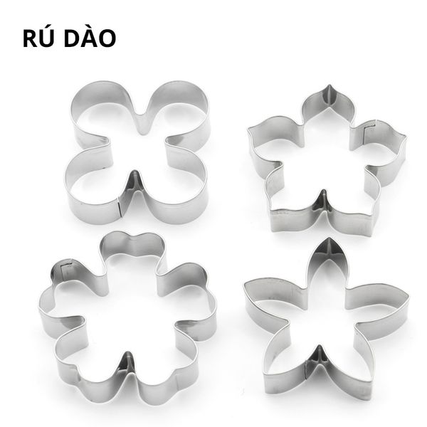 

rudao kitchen cookie cutter shaped sugarcraft biscuit mould 4pcs stainless steel flower cookie tool cutters set