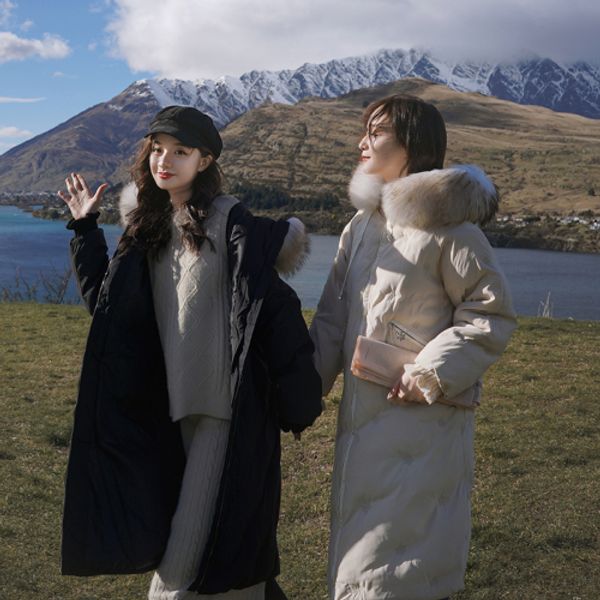 

new down jacket, snowflake embroidered bread jacket, medium and long korean cotton jacket, Black