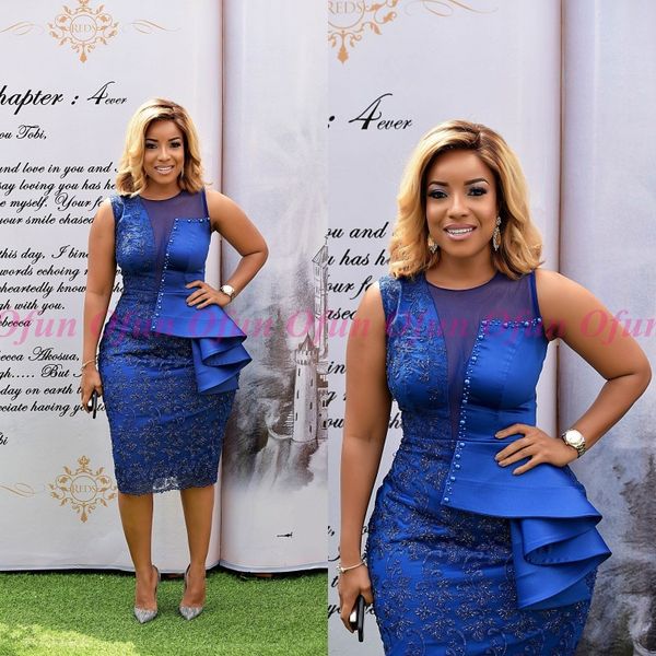 

delicate black girls jewel neck sleeveless sheath cocktail dress royal blue lace appliques knee length short prom dresses