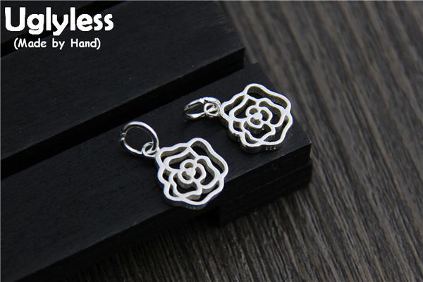 

uglyless real 925 silver цветы подвески аксессуары ювелирные diy романтичный цветочные выводы ручной hollow подвеска bijoux, Blue;slivery