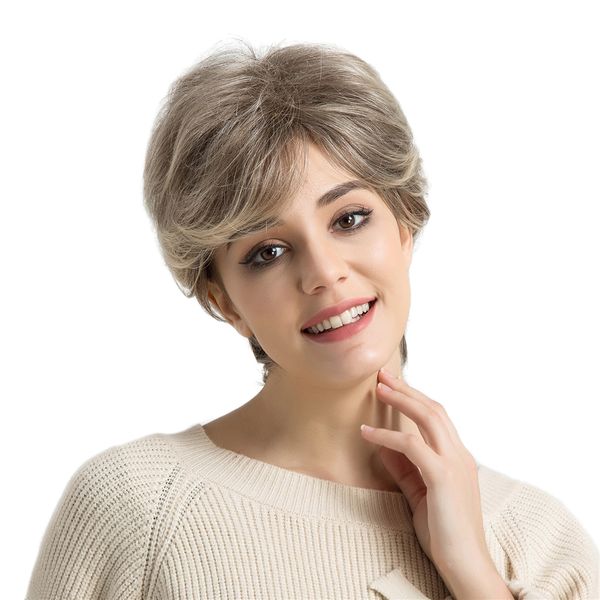 

fashion natural real human hair wig women fluffy short straight full wigs, Black