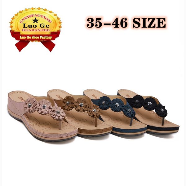 

guangdongluoge summer flat sandal for women 4 colors 46 size sandales femmes Ã©tÃ© nouveau 2020 dropshipping, Black