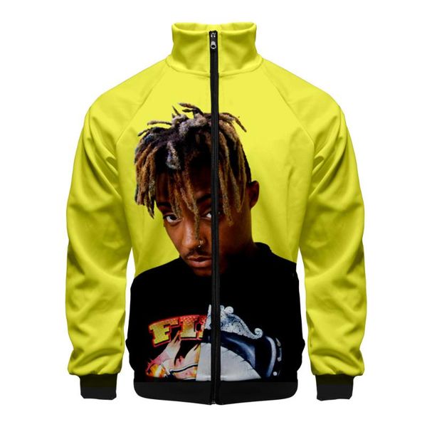 

juice wrld american singer collar long sleeve zipper casual jacket mens stand collar coat casual basic fashion, Black;brown