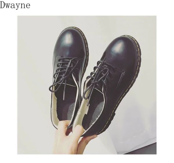 

2020 small leather shoes college style new low-thick-soled casual shoes, Black