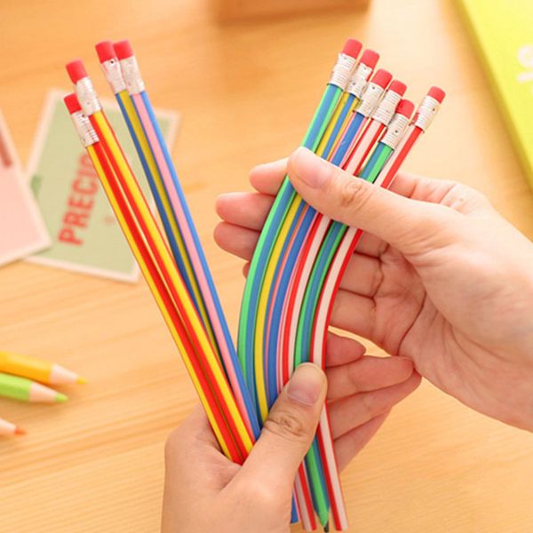 

5 pcs/lot flexible soft pencil with eraser japanese and korean stationery student colored magic pencils school office supplies