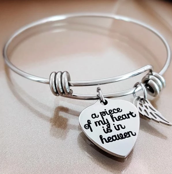 

polishedplus customized bracelet adjustable angel wing bangle stainless steel letter personalized for women birthday girl gift, Black