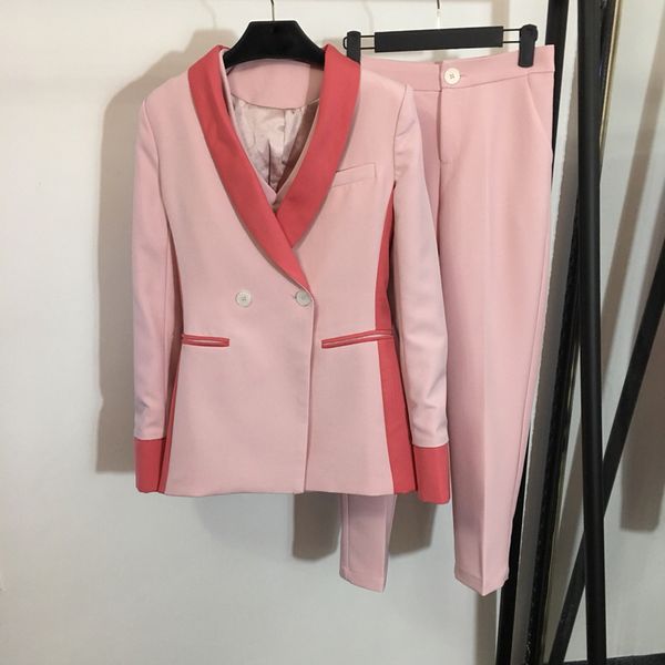 

6.1 women's blazer vest pants suits elegant patchwork outwear three pieces sets for office ladies work wearing, White;black