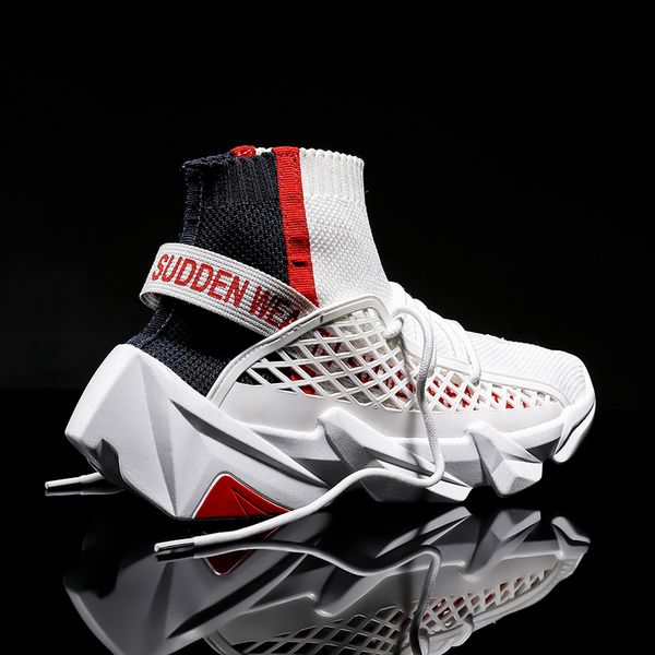 

high-chunky sneakers men knitted running shoes men white black vulcanize shoes male outdoor leisure sock sport footwear