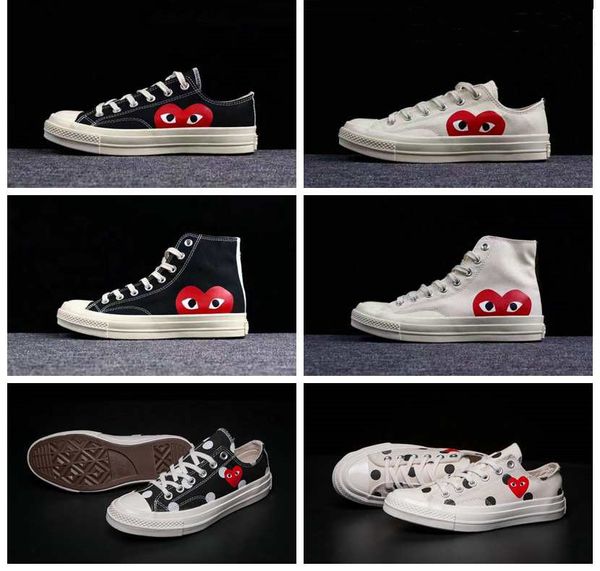 

1970s white canvas skate shoes originals classic 1970 canvas shoes jointly name cdg play big eyes non-skid sports casual sneakerseur36-44, Black