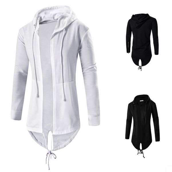 

men fashion autumn winter solid irregular cardigan hoodie coat trench casual slim fit cloak blouse outwear overcoat nov15, Tan;black