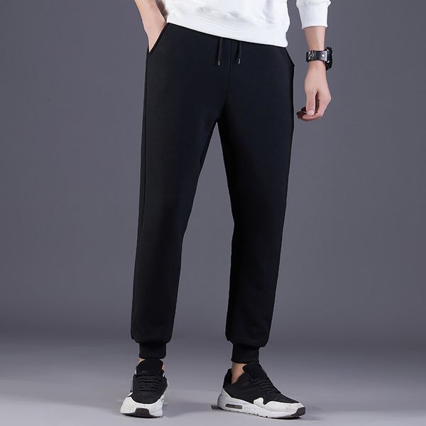 

men's autumn winter warm mid waist soldi color trousers male casual thermal sports pocket pants, Blue