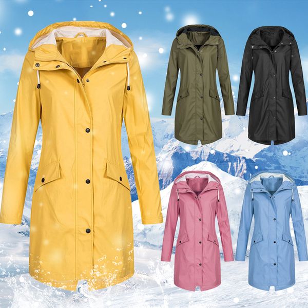 

2019 jacket women outdoor autumn winter slim long coat mountaineering suit plus size waterproof solid new fashion windbreaker, Tan;black
