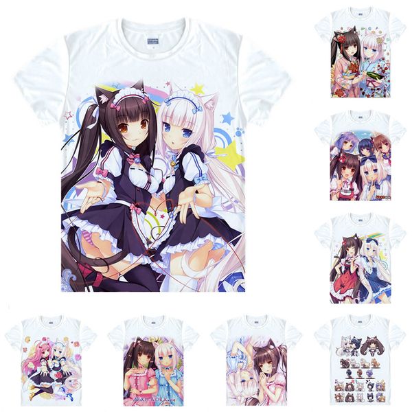 

nekopara vol nekopalive the catgirls of la soleil cat anime cosplay custom shirt tank short sleeves vintage printed fashion, White;black