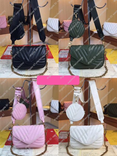 

new luxury designer multiple purses set quilting calfskin ribbon shoulder strap flap small handbag round zippy coin purse pouch