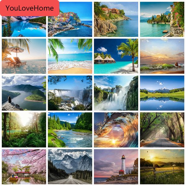 

painting by numbers sea scenery drawing on canvas handpainted art gift diy picture kits home decoration animals art picture