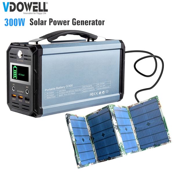 300w Portable Solar Powered Generator Station Output Ac 110 220v