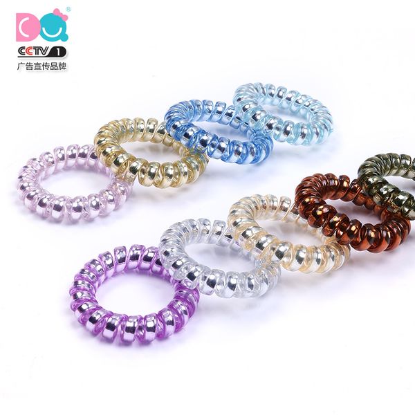 

manufacturers direct selling korean-style fashion bright silver medium phone coil headband hairband selling metal color hair, Brown