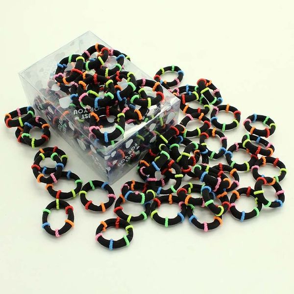

50pcs/box girls cute colorful nylon soft elastic hair bands tie gum children ponytail holder rubber bands kids hair accessories, Slivery;white