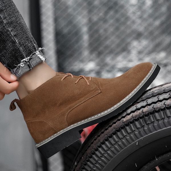 

boots men fashion men's shoes british style bottes western botas casual booties ankle size 38-46, Black