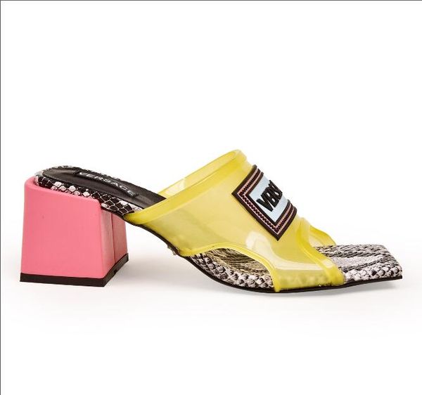 

the new transparent matching color thick slippers with two kinds of heel height of 6cm 9cm35--42 yards, Black