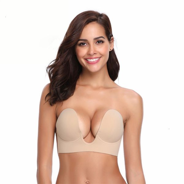 

women underwears push up bra strapless bra push up gather for bikini wedding dress women invisible adhesive backless bras wire free, Red;black