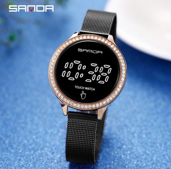 

sanda touch screen electronic form movement mesh belt creative personality watch, Slivery;brown