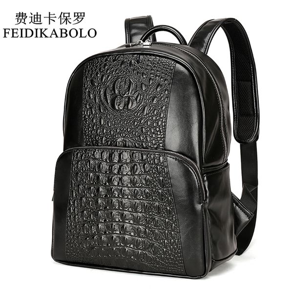 

feidikabolo fashion pu crocodile men's backpack male leather backpacks student bag men rucksack bagpack mochila