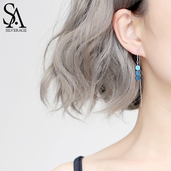 

sa silverage 925 sterling silver green/blue color hexagon shape drop earring for woman 925 silver drop earrings jewelry earring, Golden;silver