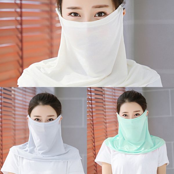 

jbbww breathable sunshade neck sunscreen mask silk outdoor cycling riding dustproof scarf anti-uv cover neck gaiter face camping scarf, Black