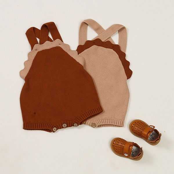 

infant baby girls bodysuit sleeveless baby girls cute cotton stitching knitted wool jumpsuit spring and autumn, Blue