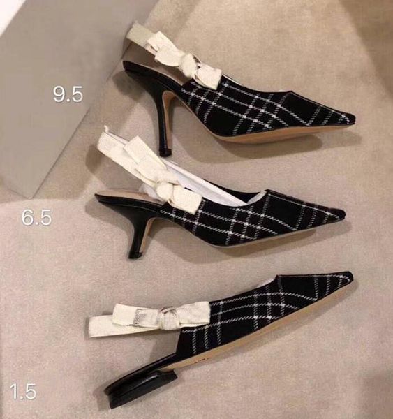 

orignal box] new arrival d1or womens flat low high heels sandals ladies slingbacks ribbon breathe buckle shoes 35-39, Black