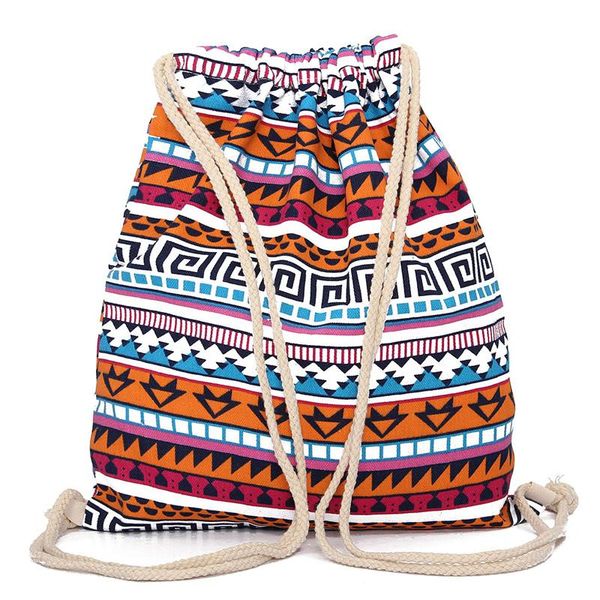 

drawstring bag polyester retro geometric 3d printing women party package bag drawstring sale