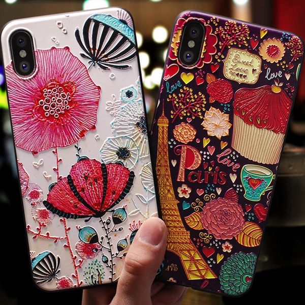 

retail wholesale 2020 new soft tup embossed flower cover for 2019 new iphone 11 iphone 11pro max xr xs 78 plus fashion case all-inclusive