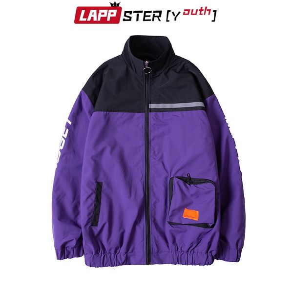 

lappster-youth streetwear reflective jackets windbreaker 2019 mens harajuku patchwork hip hop jackets vintage bomber, Black;brown