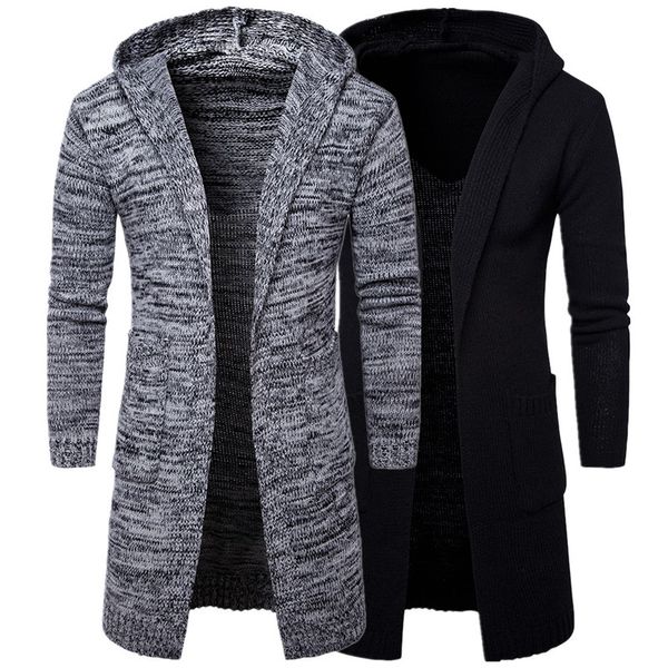 

men slim coat winter men's long sleeve jacket trench stylish cardigan knit warm knitwear jackets for male overcoat es194, Tan;black
