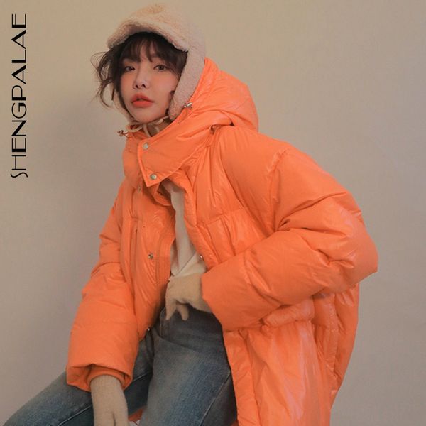 

shengpalae 2019 new fashion winter jacket women hooded collar detachable loose casual tide high street cotton coat female a220, Black
